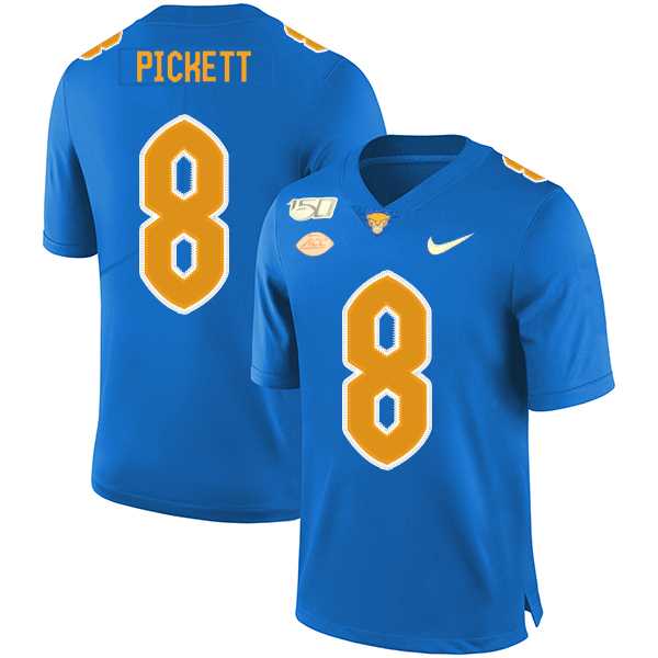 Pittsburgh Panthers #8 Kenny Pickett Blue 150th Anniversary Patch Nike College Football Jersey